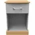 Whitney 1 Drawer Bedside Cabinet - Oak, Grey