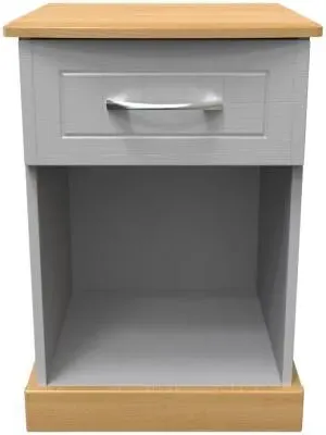 Whitney 1 Drawer Bedside Cabinet - Oak, Grey image