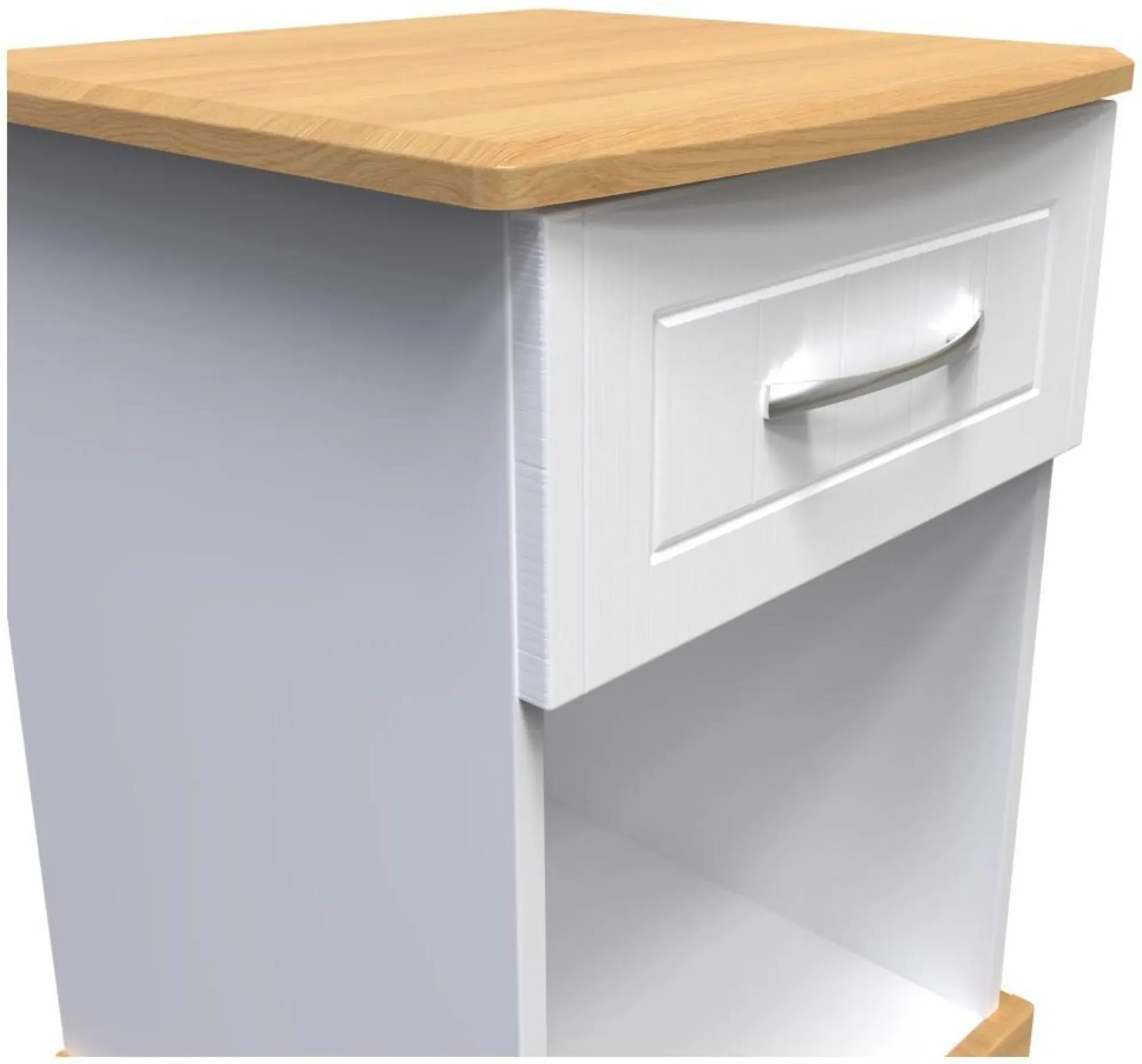 Whitney 1 Drawer Bedside Cabinet - Oak, White