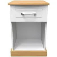 Whitney 1 Drawer Bedside Cabinet - Oak, White
