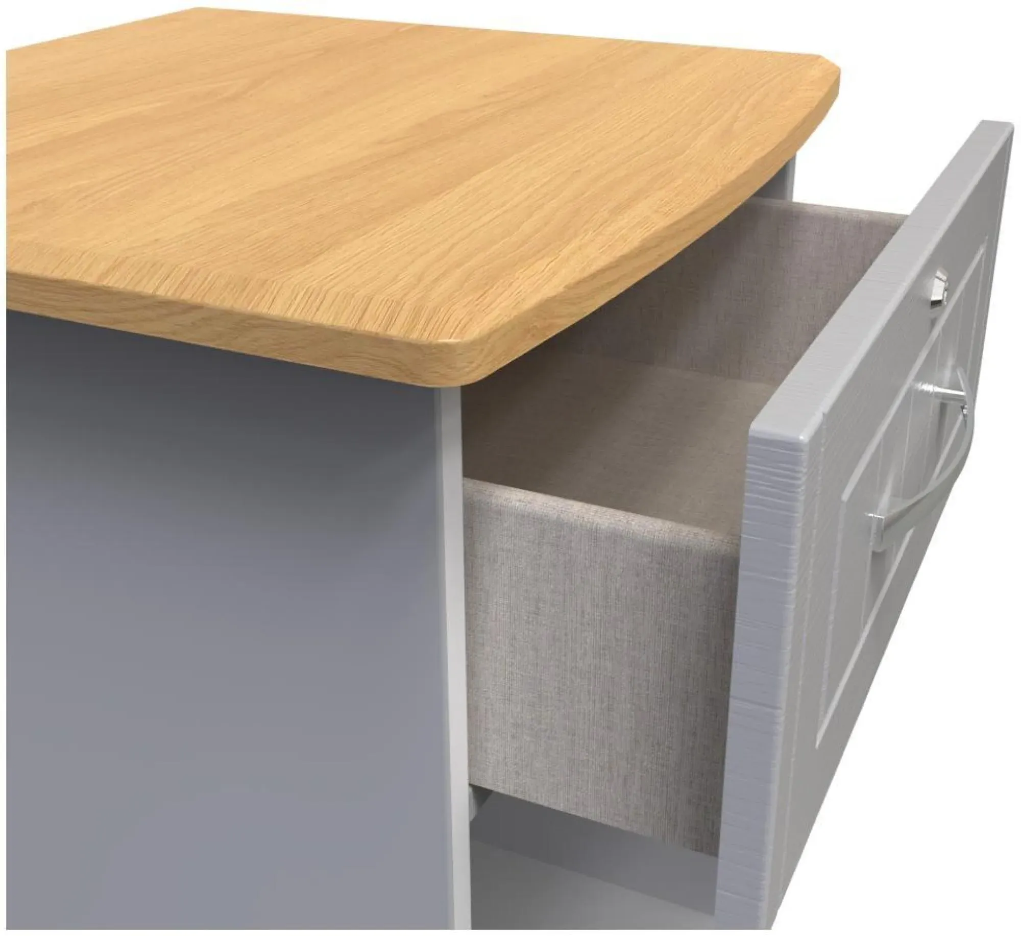 Whitney 1 Drawer Bedside Table with Lock - Oak, Grey