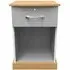 Whitney 1 Drawer Bedside Table with Lock - Oak, Grey