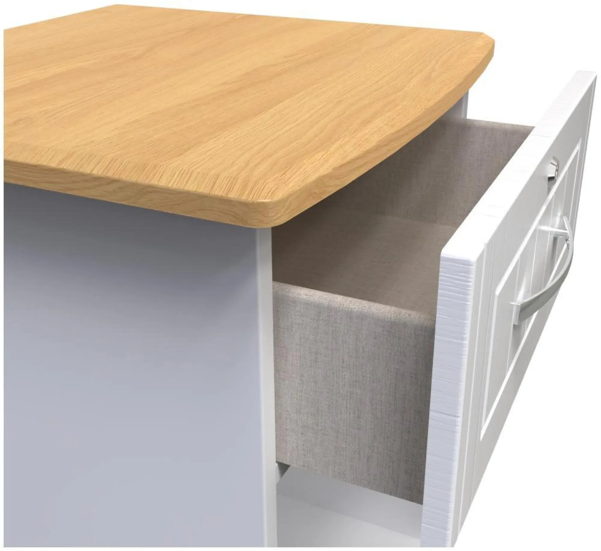 Whitney 1 Drawer Bedside Table with Lock - Oak, White