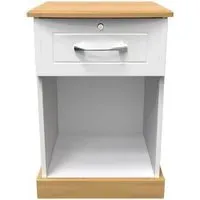 Whitney 1 Drawer Bedside Table with Lock - Oak, White