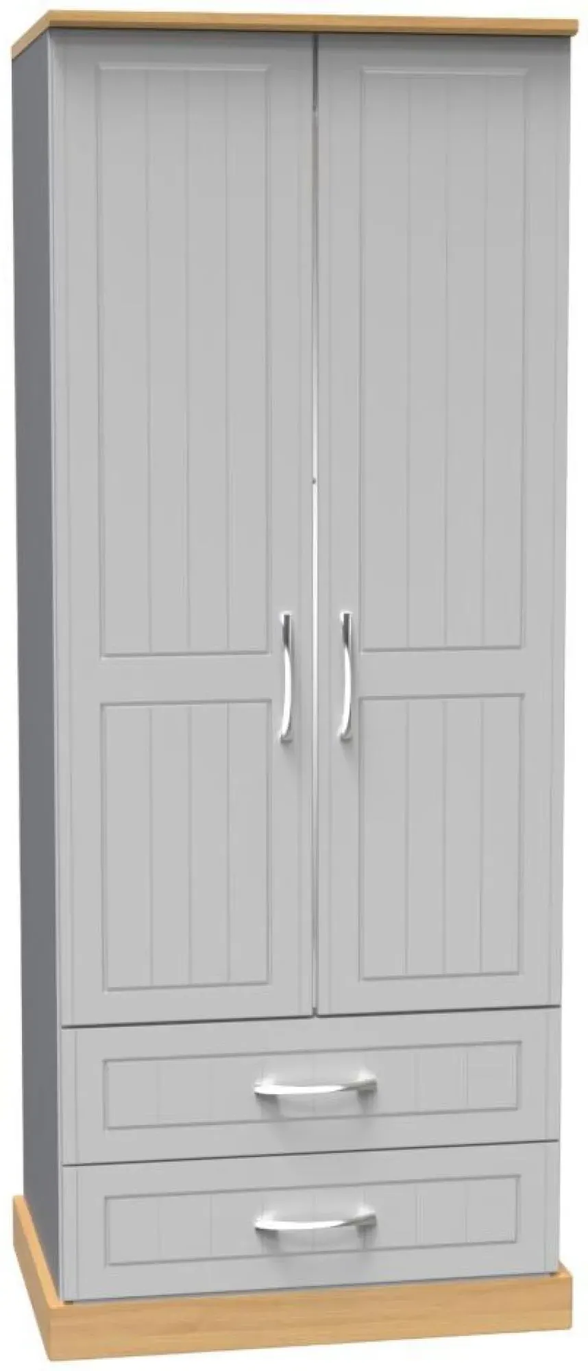 Whitney 2 Door 2 Drawer Double Wardrobe - Grey, Oak Effect