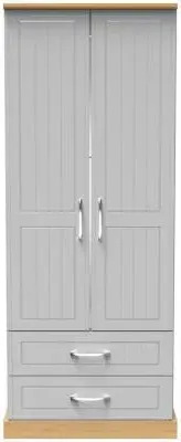 Whitney 2 Door 2 Drawer Double Wardrobe - Grey, Oak Effect image