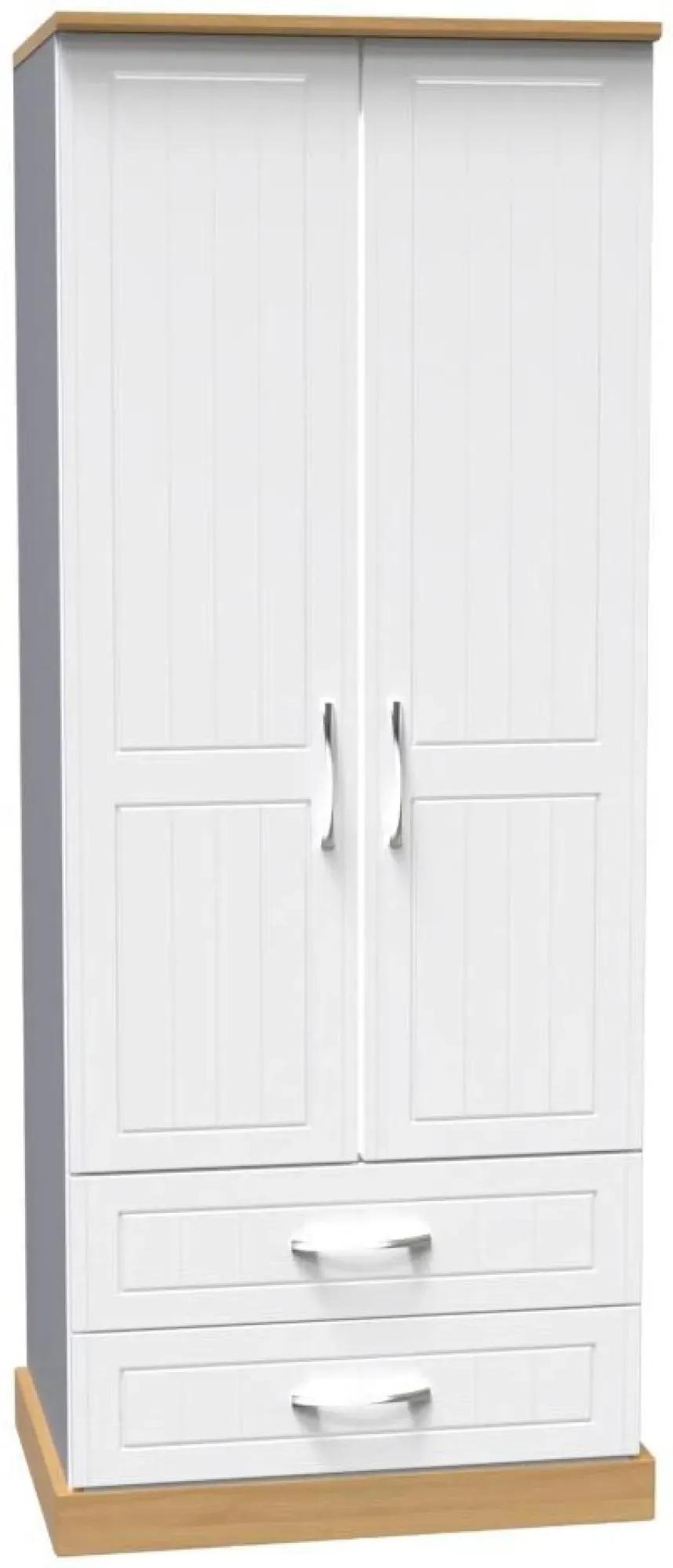 Whitney 2 Door 2 Drawer Double Wardrobe - White, Oak Effect