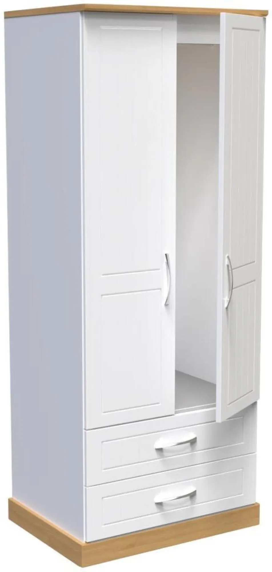 Whitney 2 Door 2 Drawer Double Wardrobe - White, Oak Effect