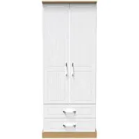 Whitney 2 Door 2 Drawer Double Wardrobe - White, Oak Effect