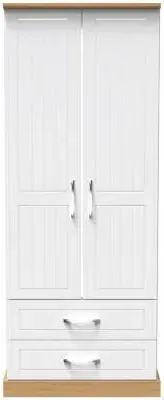 Whitney 2 Door 2 Drawer Double Wardrobe - White, Oak Effect