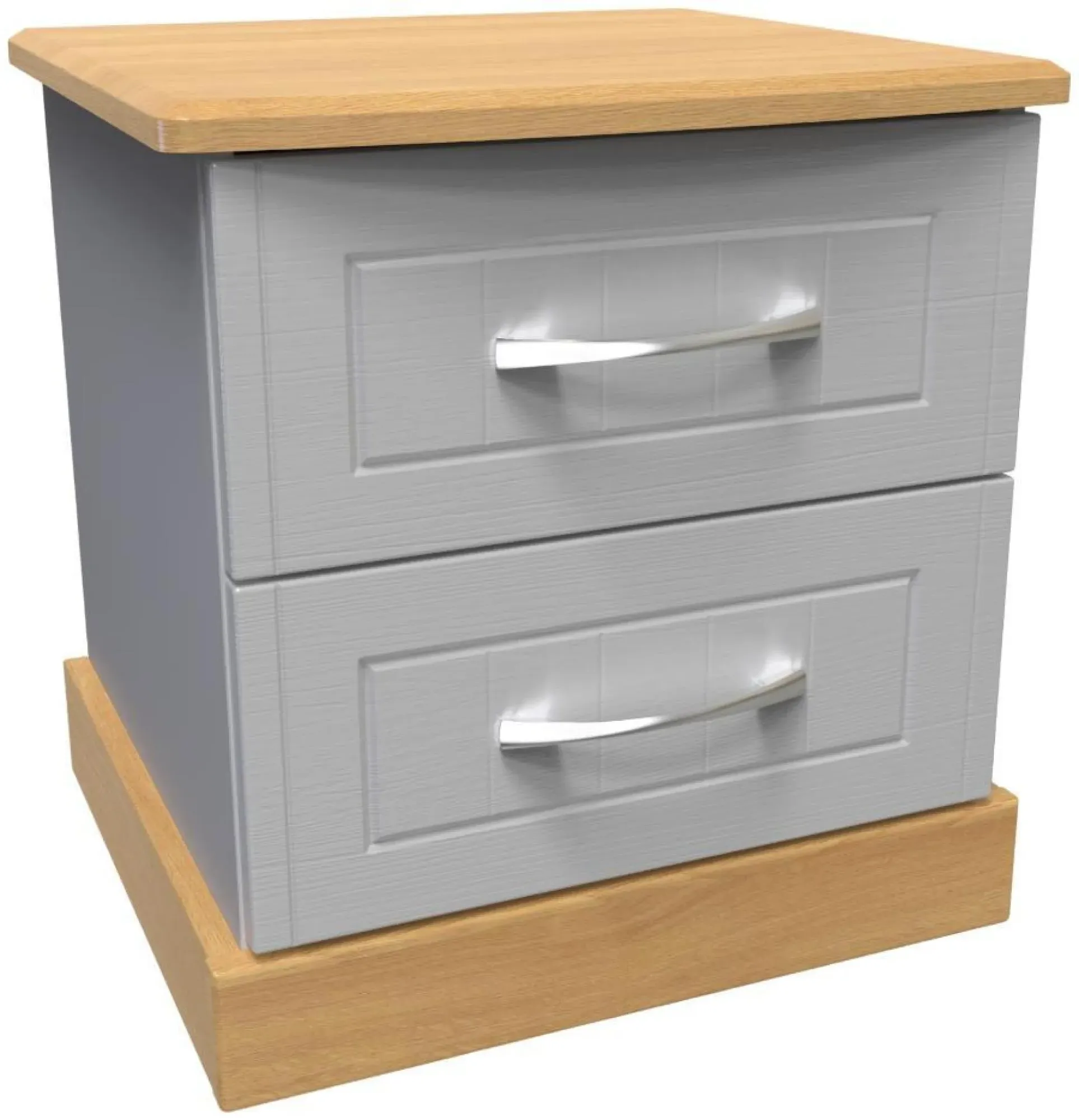 Whitney 2 Drawer Bedside Cabinet - Oak, Grey