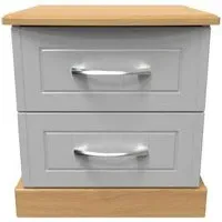 Whitney 2 Drawer Bedside Cabinet - Oak, Grey