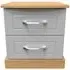 Whitney 2 Drawer Bedside Cabinet - Oak, Grey