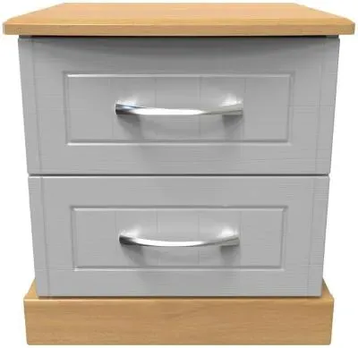 Whitney 2 Drawer Bedside Cabinet - Oak, Grey