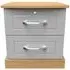Whitney 2 Drawer Bedside Cabinet with Lock - Oak, Grey