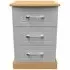 Whitney 3 Drawer Bedside Cabinet - Grey, Oak Effect
