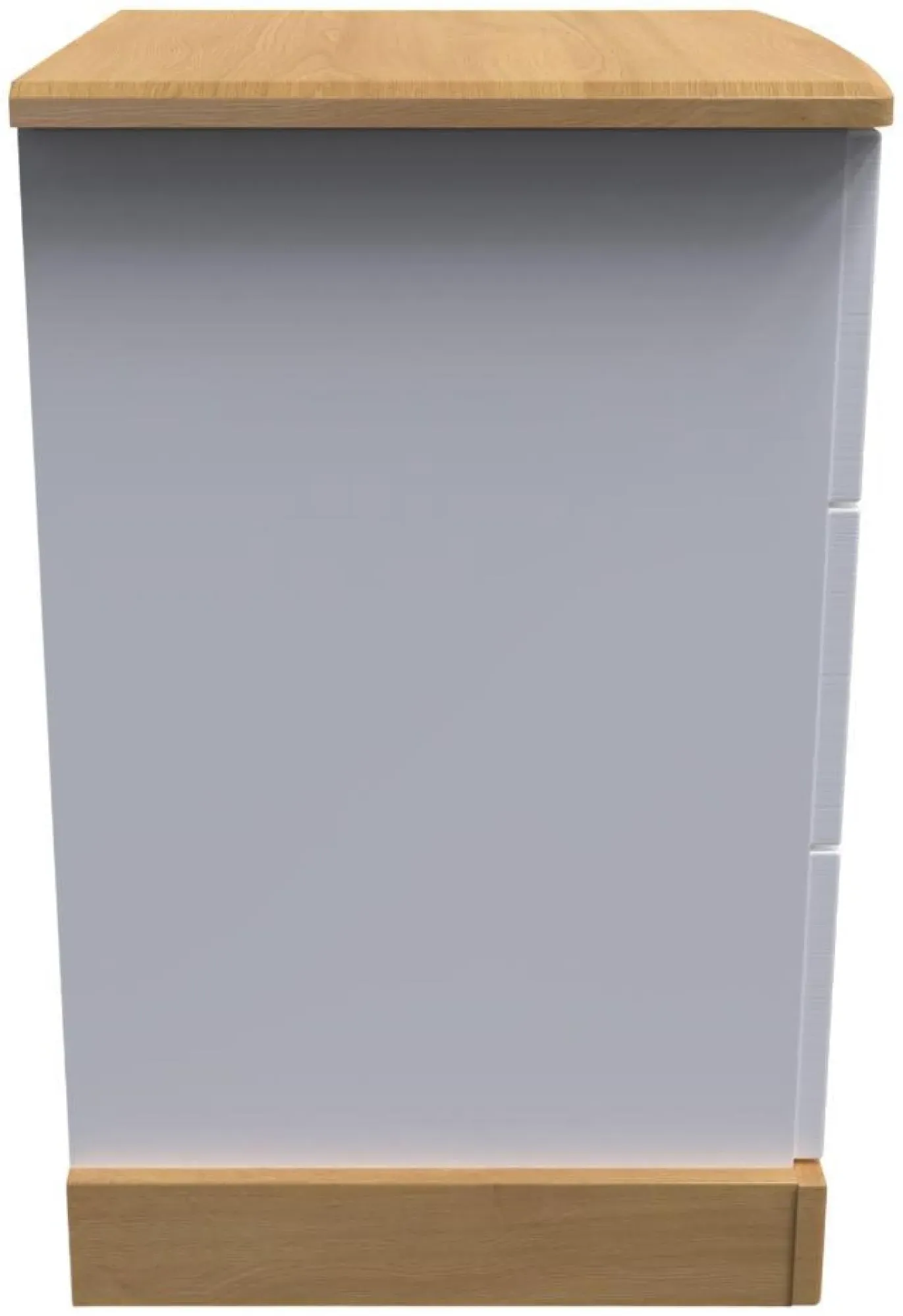 Whitney 3 Drawer Bedside Cabinet - White, Oak Effect