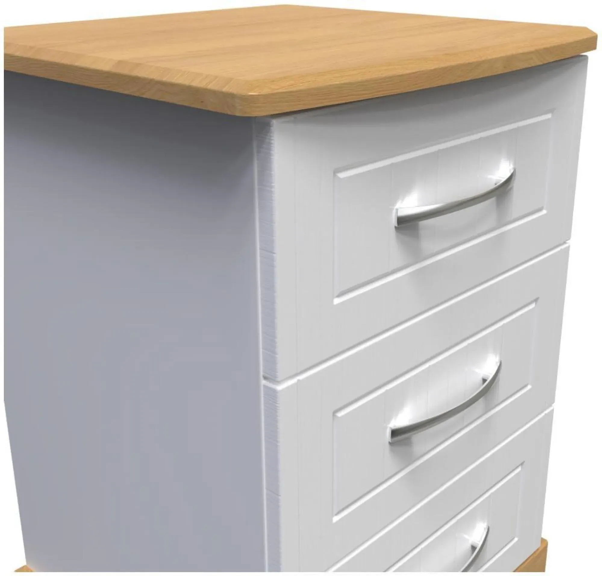 Whitney 3 Drawer Bedside Cabinet - White, Oak Effect