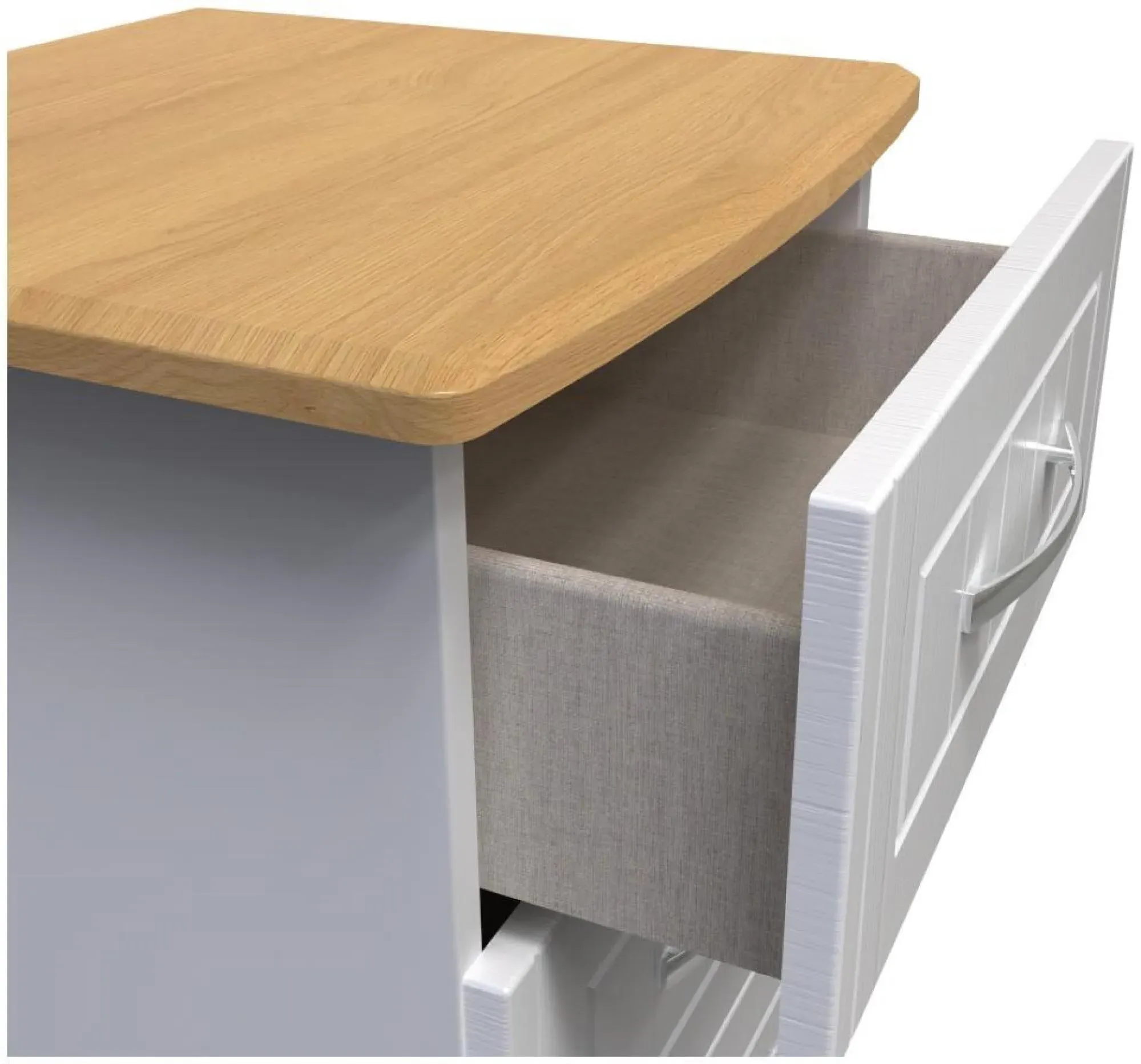 Whitney 3 Drawer Bedside Cabinet - White, Oak Effect