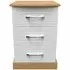 Whitney 3 Drawer Bedside Cabinet - White, Oak Effect