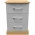Whitney 3 Drawer Bedside Cabinet with Lock - Oak, Grey
