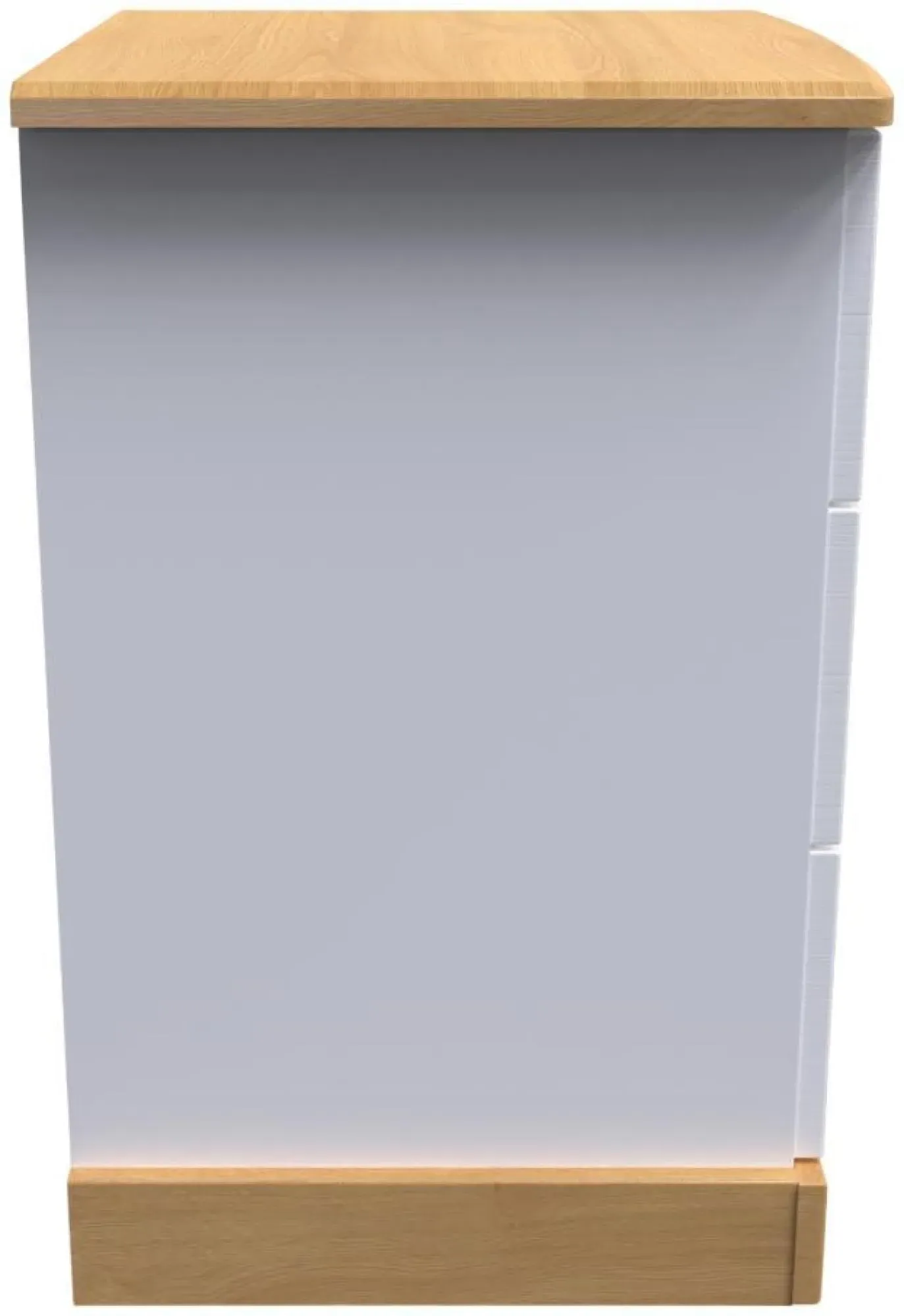 Whitney 3 Drawer Bedside Cabinet with Lock - Oak, White