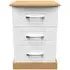 Whitney 3 Drawer Bedside Cabinet with Lock - Oak, White