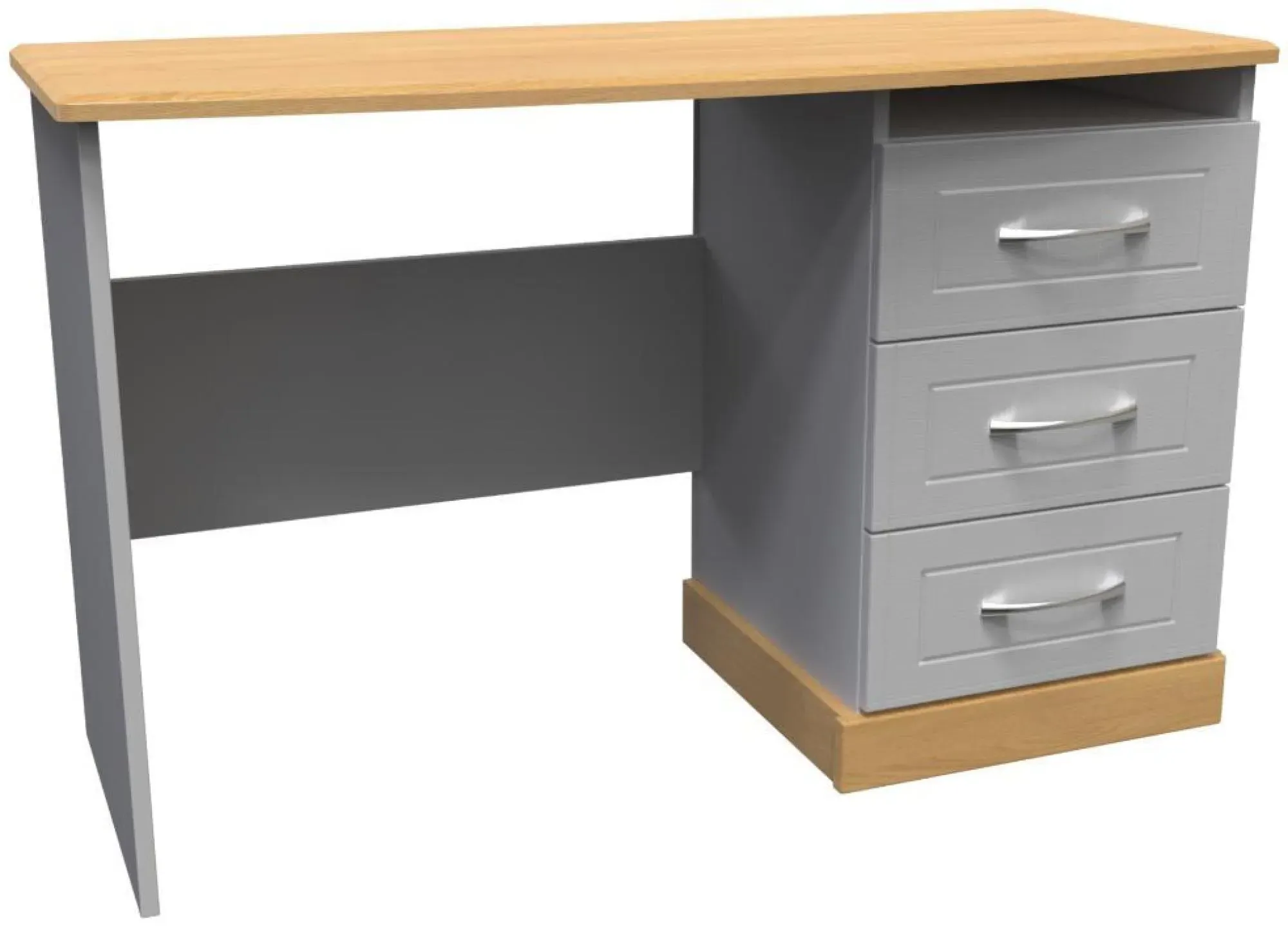 Whitney 3 Drawer Desk - Grey, Oak Effect