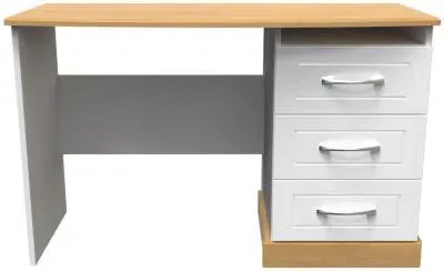 Whitney 3 Drawer Desk - White, Oak Effect