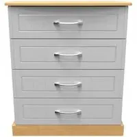 Whitney 4 Drawer Chest - Grey, Oak Effect