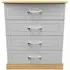 Whitney 4 Drawer Chest - Grey, Oak Effect