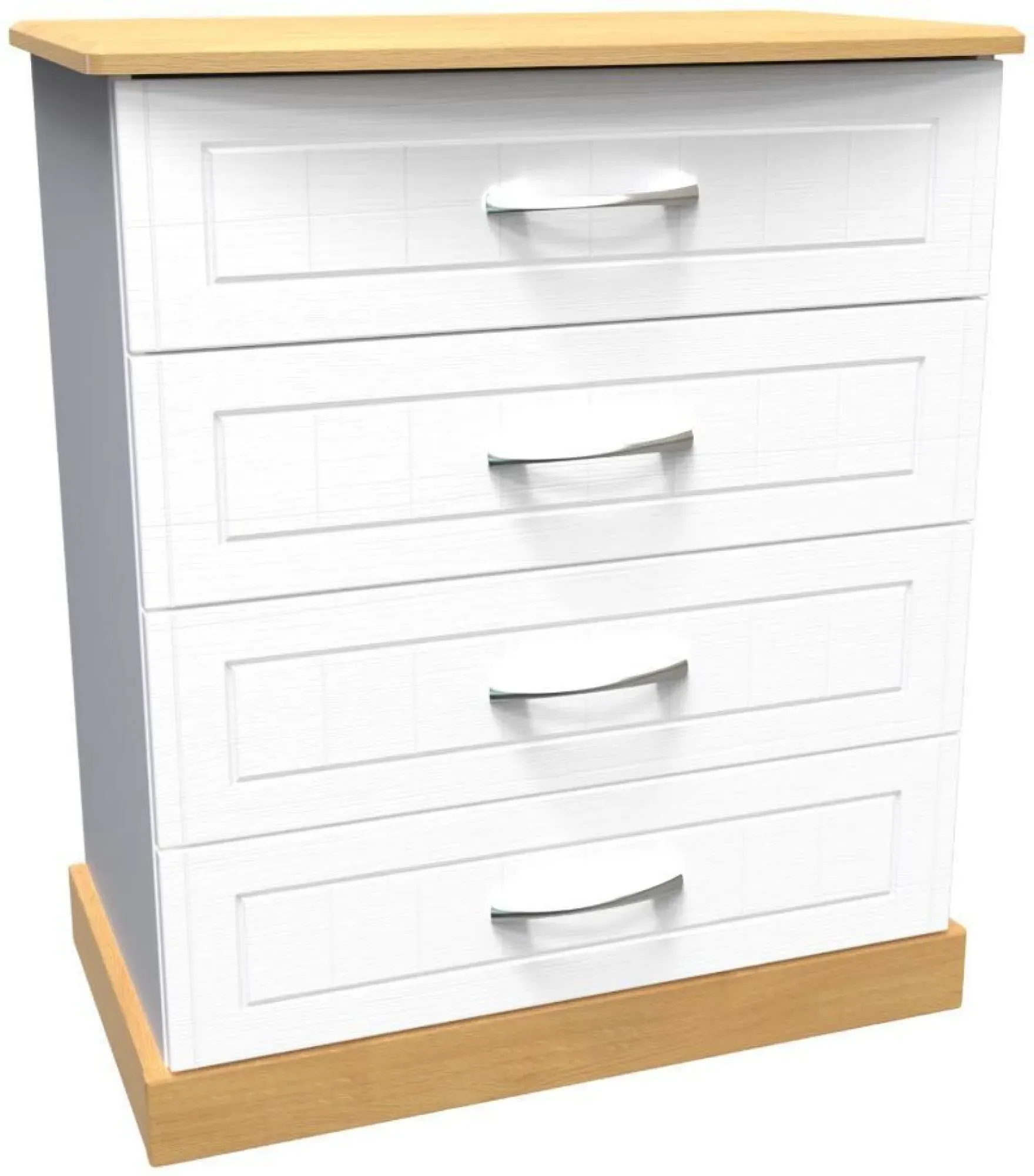 Whitney 4 Drawer Chest - White, Oak Effect