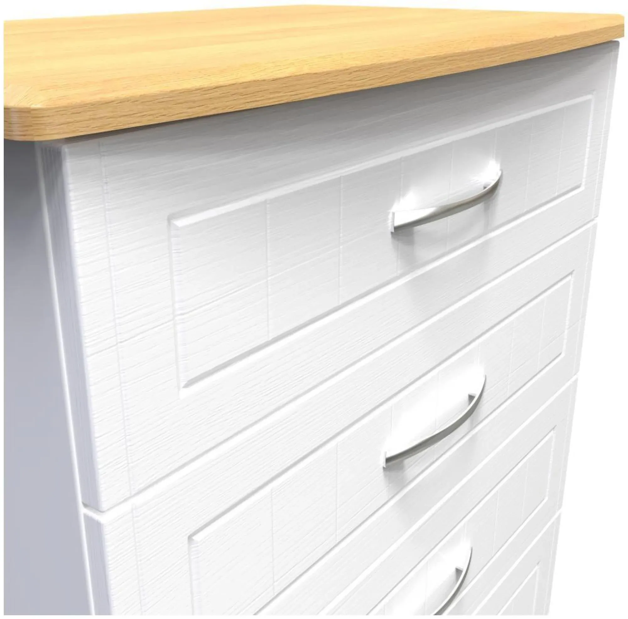 Whitney 4 Drawer Chest - White, Oak Effect
