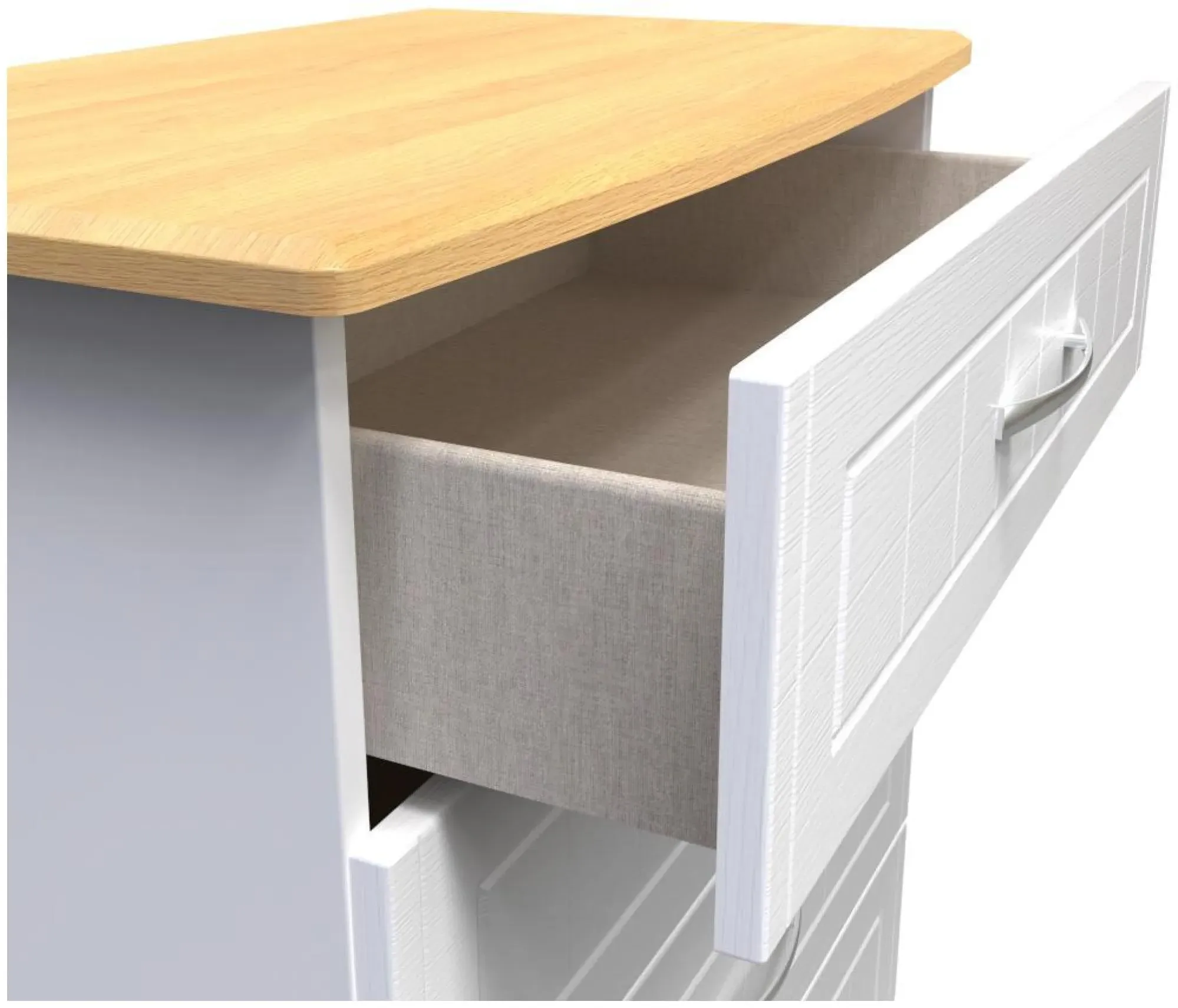 Whitney 4 Drawer Chest - White, Oak Effect
