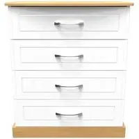 Whitney 4 Drawer Chest - White, Oak Effect