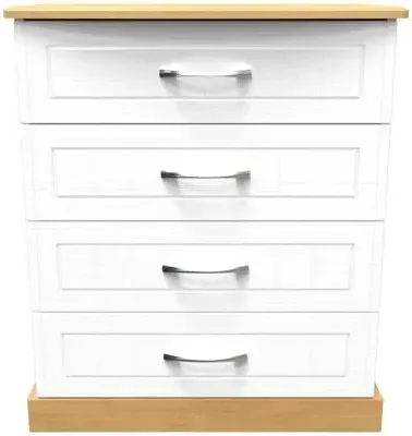 Whitney 4 Drawer Chest - White, Oak Effect
