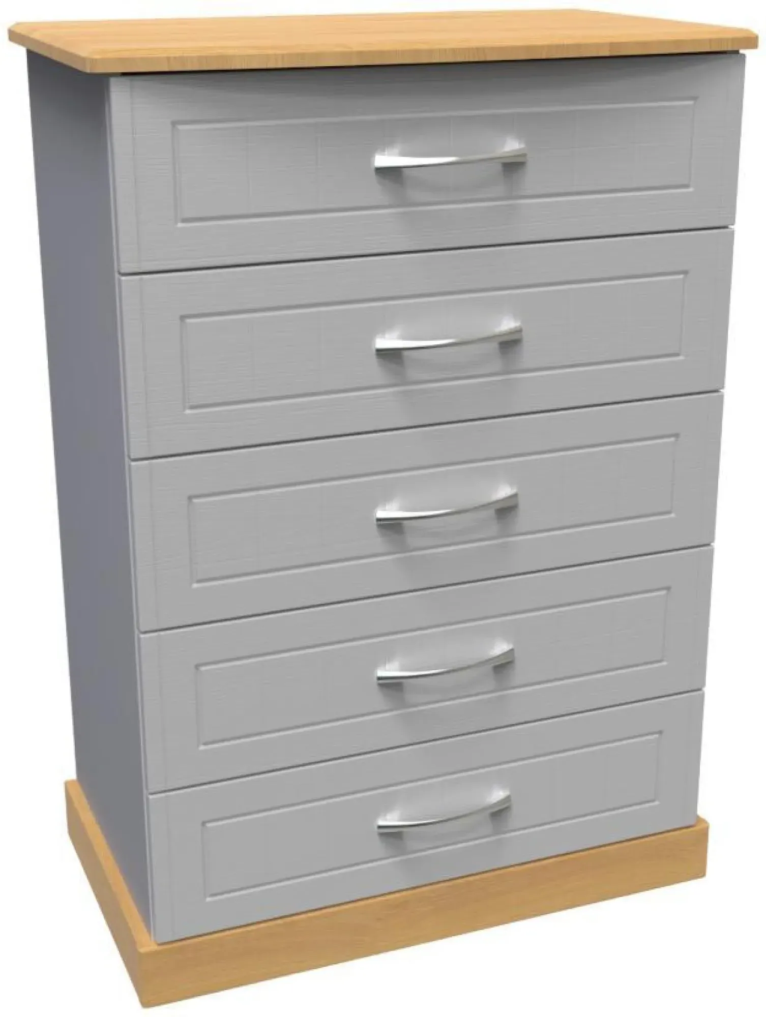 Whitney 5 Drawer Chest - Grey, Oak Effect