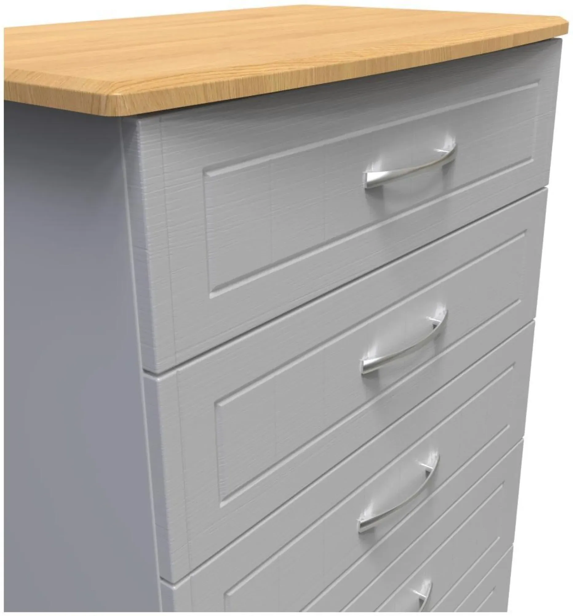 Whitney 5 Drawer Chest - Grey, Oak Effect