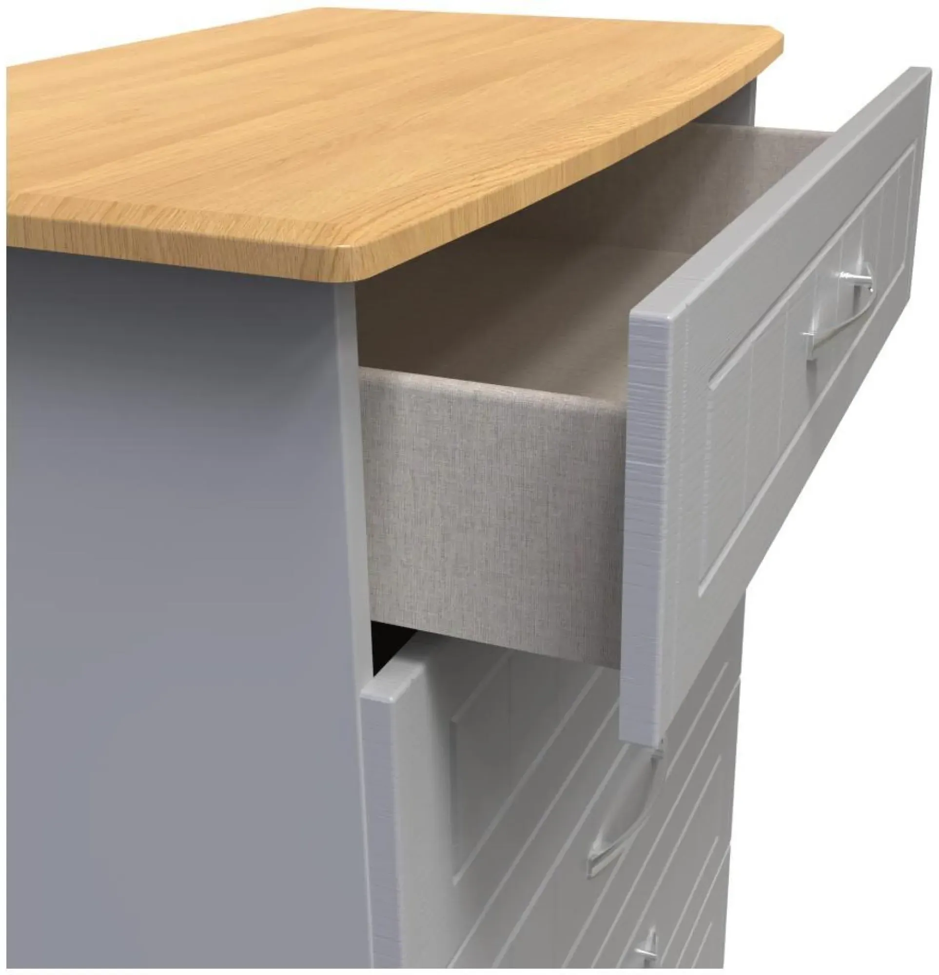 Whitney 5 Drawer Chest - Grey, Oak Effect