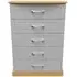 Whitney 5 Drawer Chest - Grey, Oak Effect