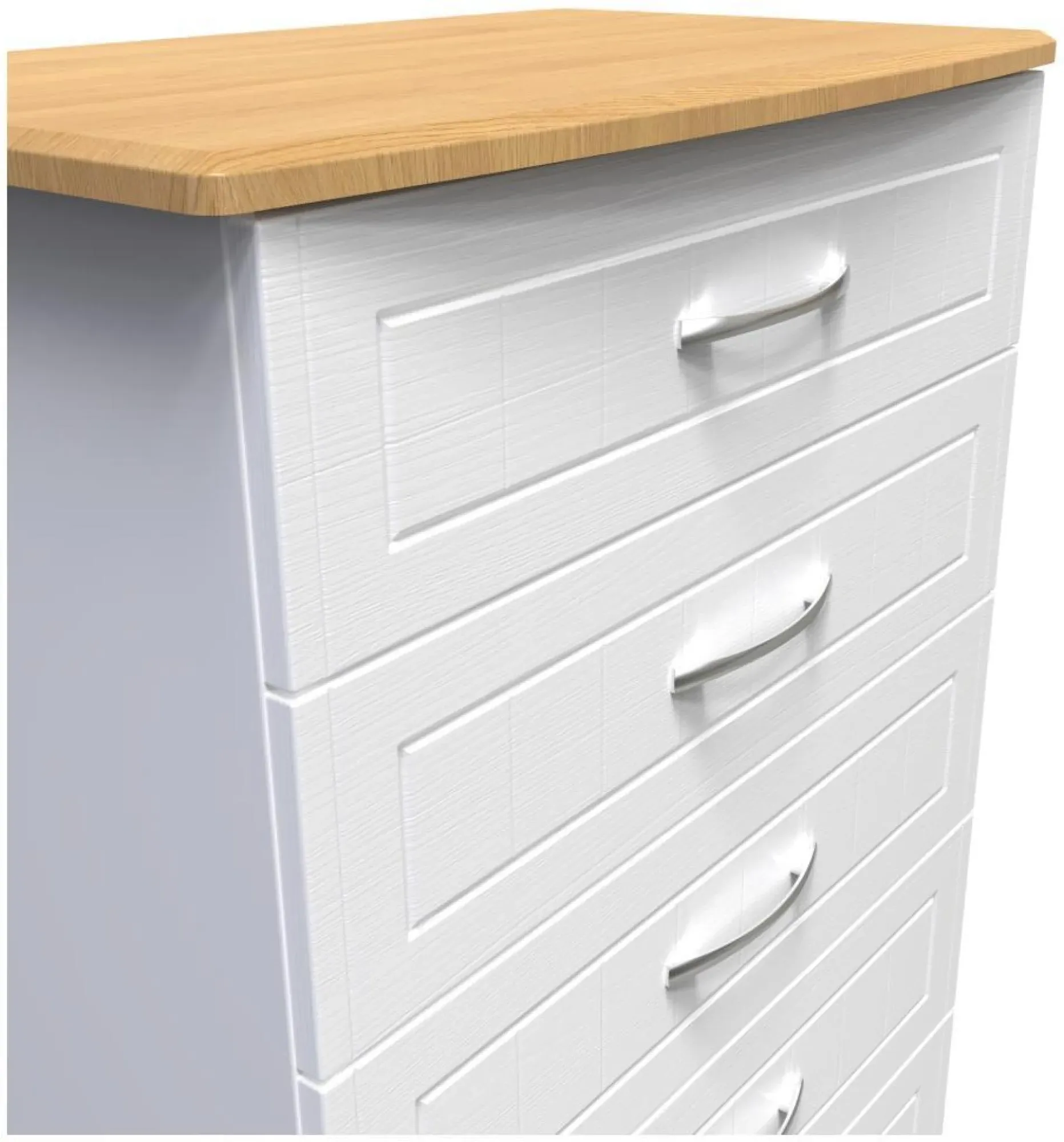 Whitney 5 Drawer Chest - White, Oak Effect