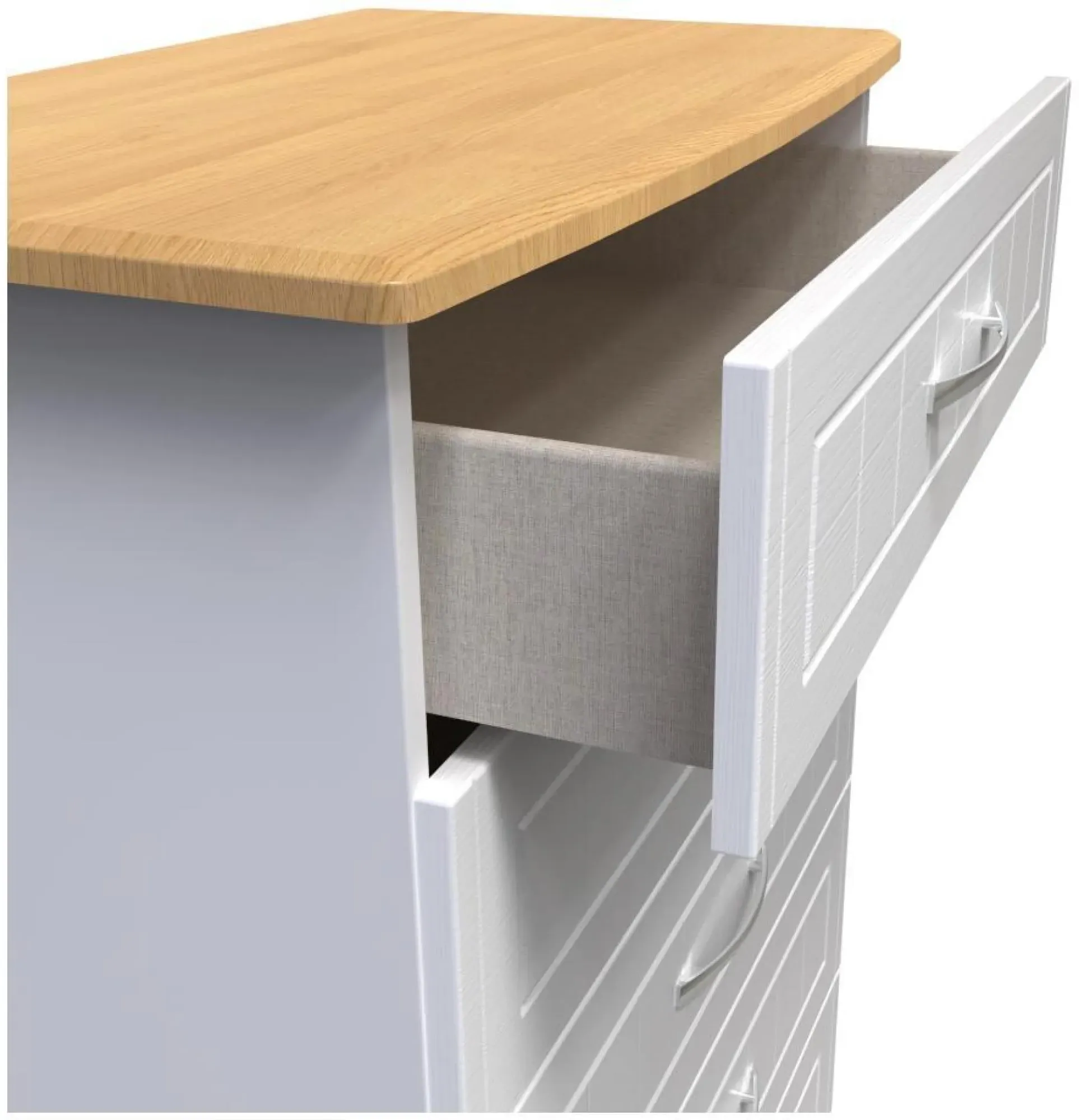 Whitney 5 Drawer Chest - White, Oak Effect