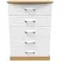 Whitney 5 Drawer Chest - White, Oak Effect