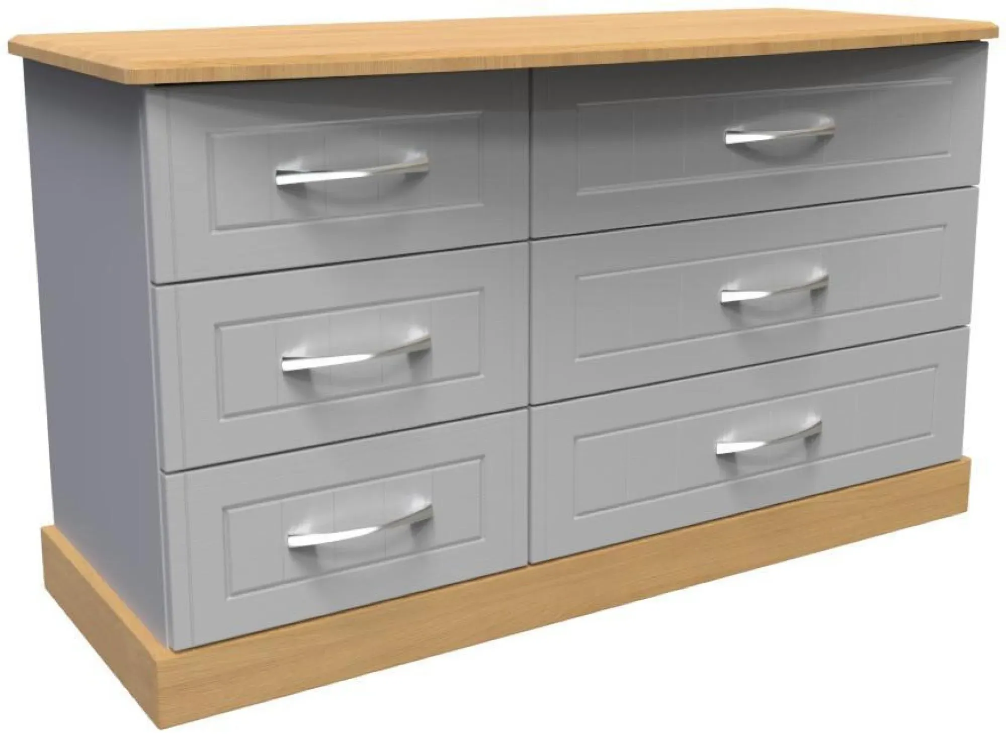 Whitney 6 Drawer Midi Dresser - Grey, Oak Effect