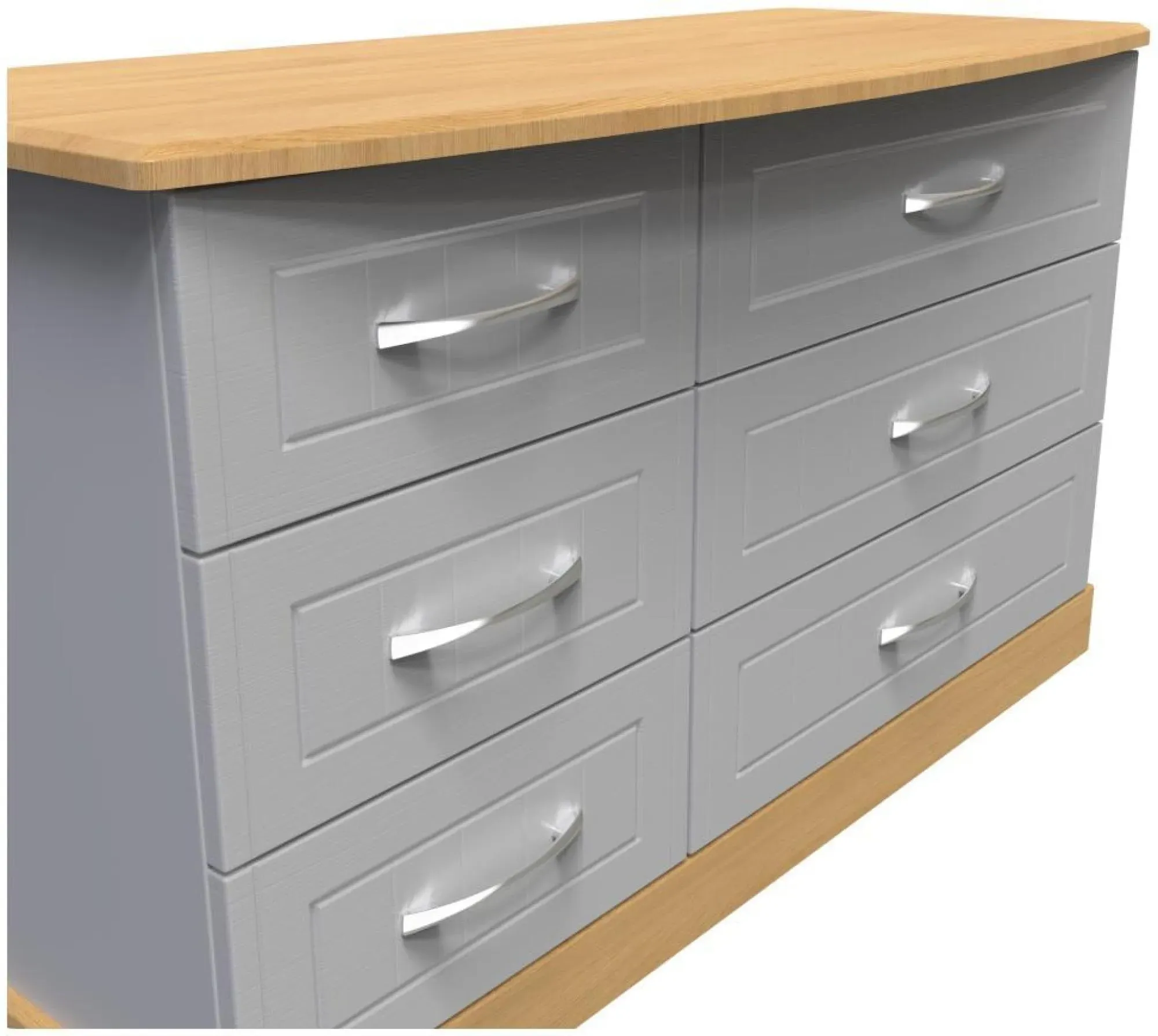Whitney 6 Drawer Midi Dresser - Grey, Oak Effect