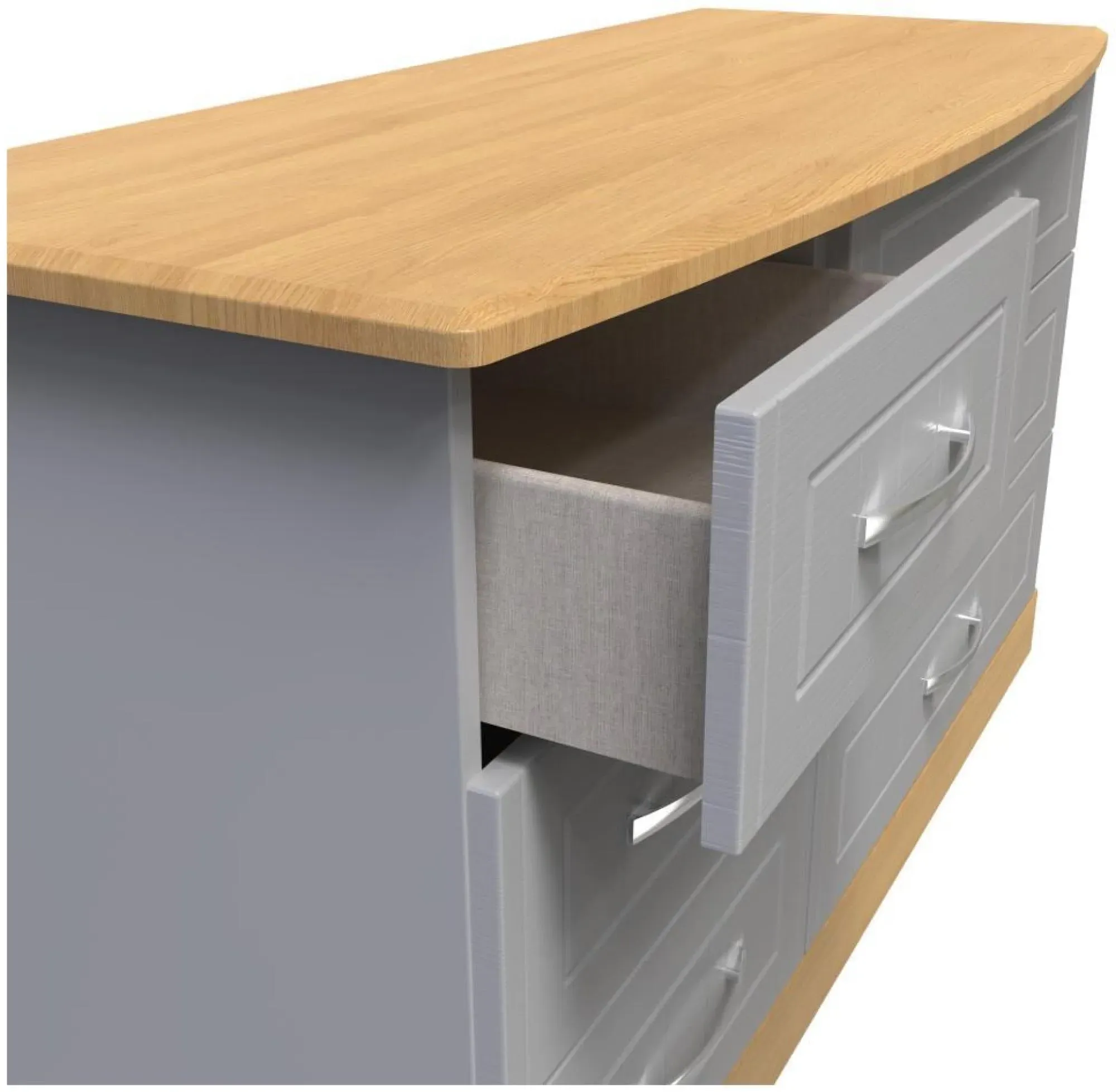 Whitney 6 Drawer Midi Dresser - Grey, Oak Effect