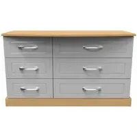 Whitney 6 Drawer Midi Dresser - Grey, Oak Effect