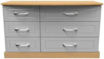 Whitney 6 Drawer Midi Dresser - Grey, Oak Effect image