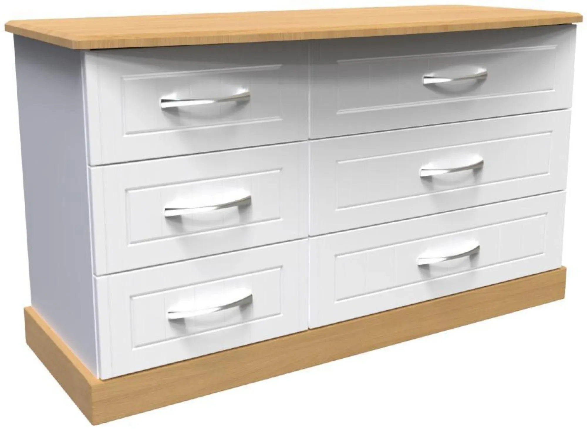 Whitney 6 Drawer Midi Dresser - White, Oak Effect