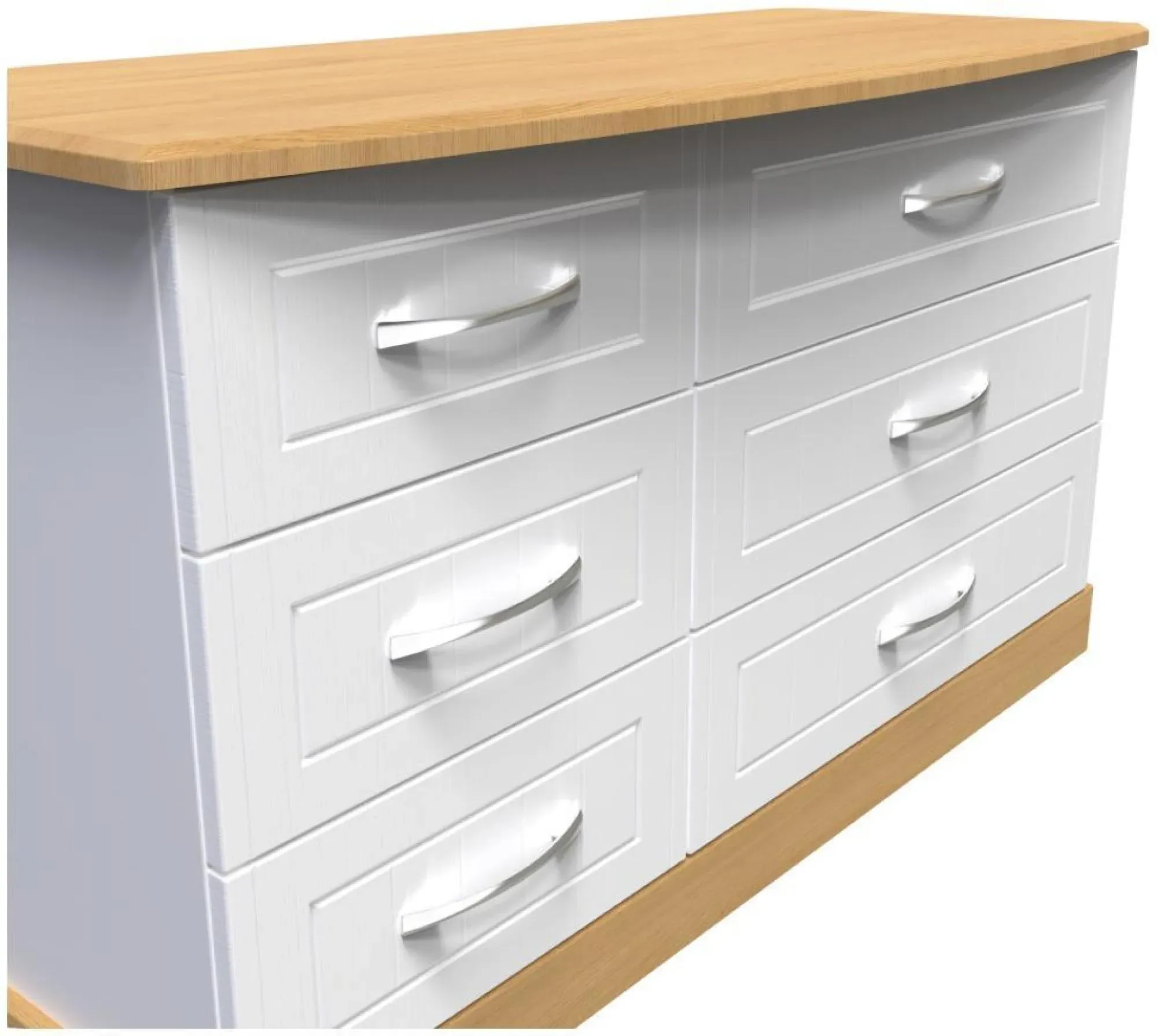 Whitney 6 Drawer Midi Dresser - White, Oak Effect